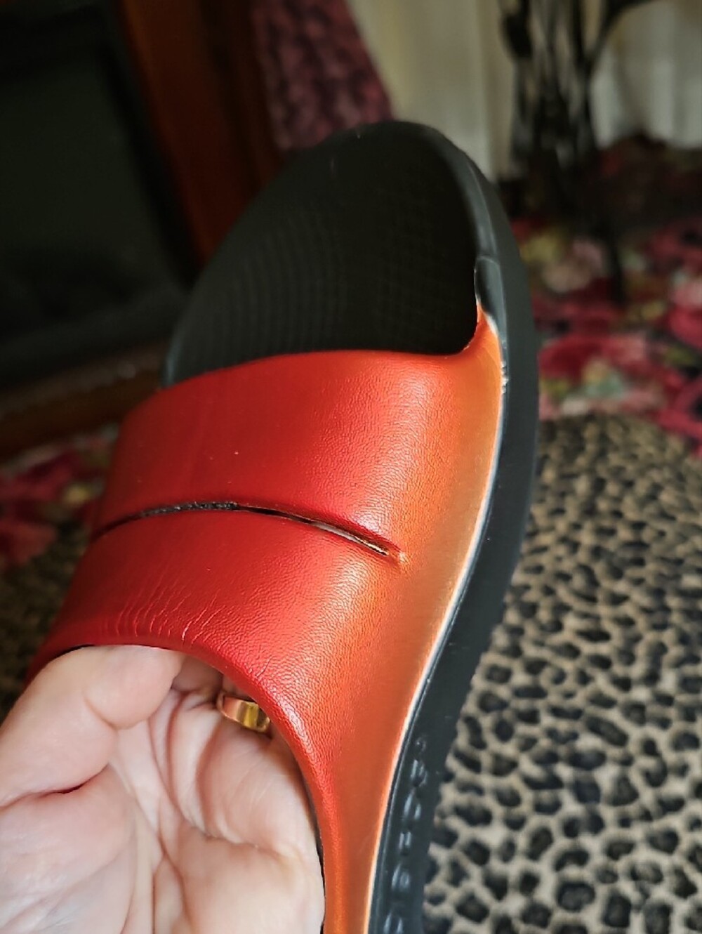 OOFOS Red Slide Sandals - Picture 9 of 11